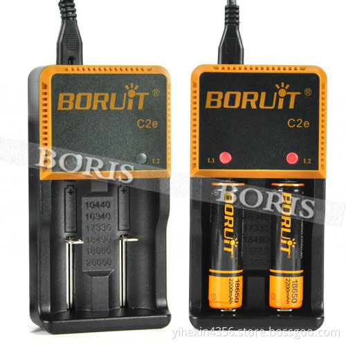 Boruit Newest C2e Battery Charger For 18650 Battery, 26650 Battery